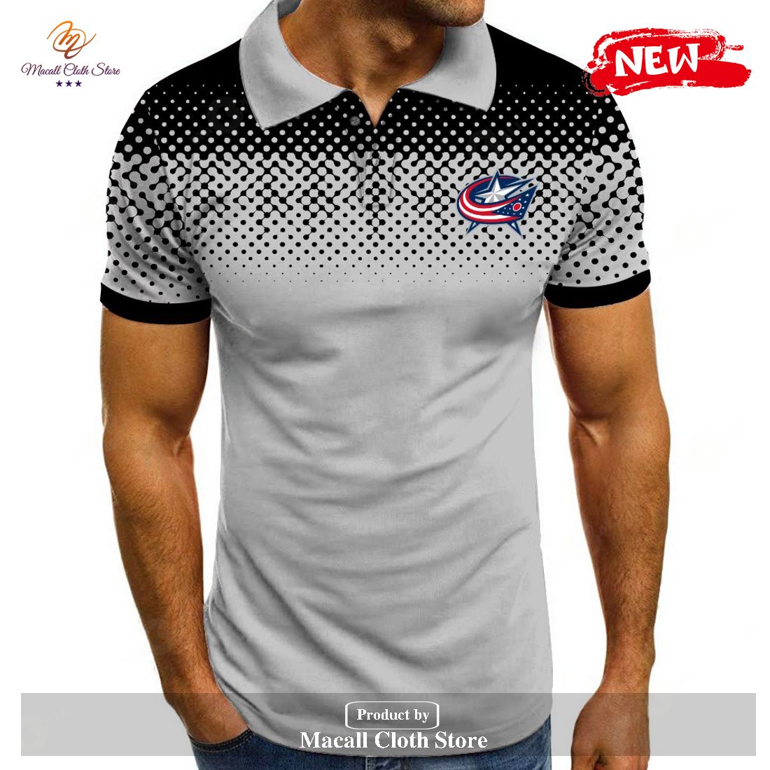 NHL Columbus Blue Jackets Special Multi Light Grey Color Polo Shirt NHL Columbus Blue Jackets Special Multi Light Grey Color Polo Shirt