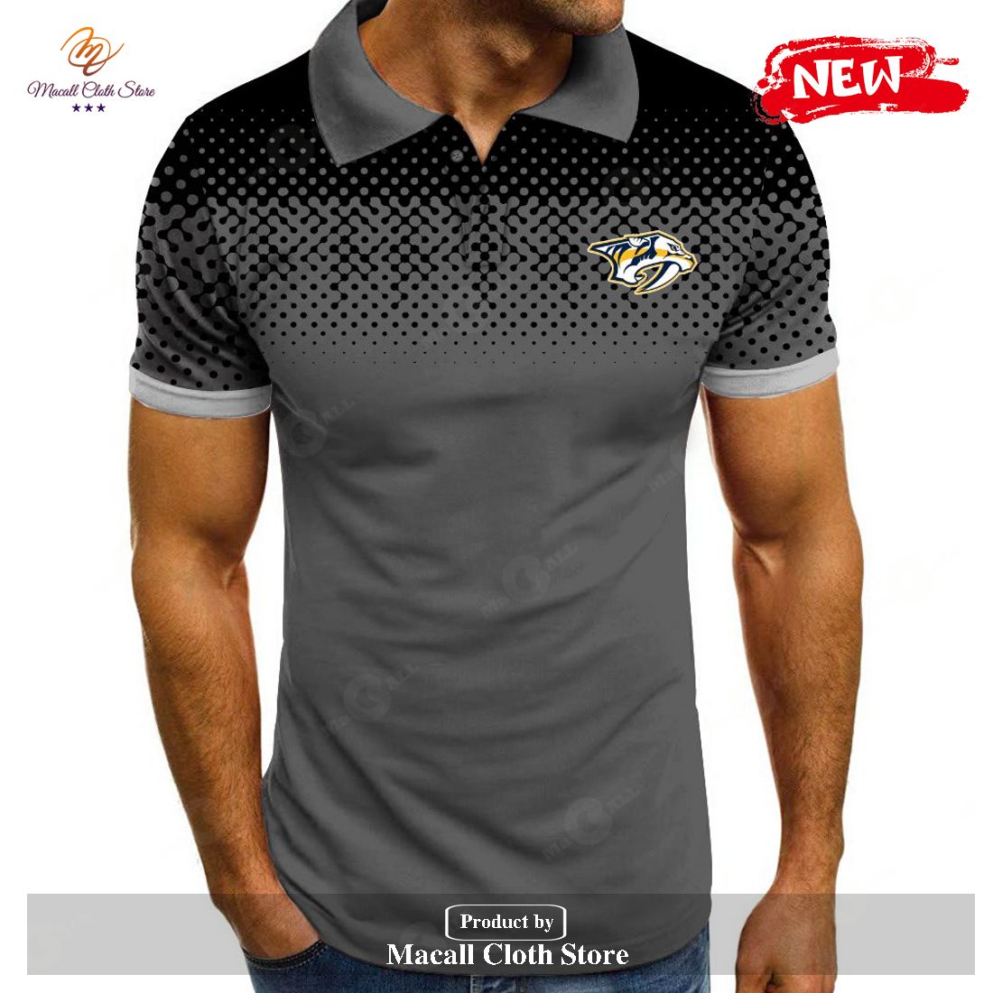 NHL Nashville Predators Special Multi Dark Grey Color Polo Shirt NHL Nashville Predators Special Multi Dark Grey Color Polo Shirt