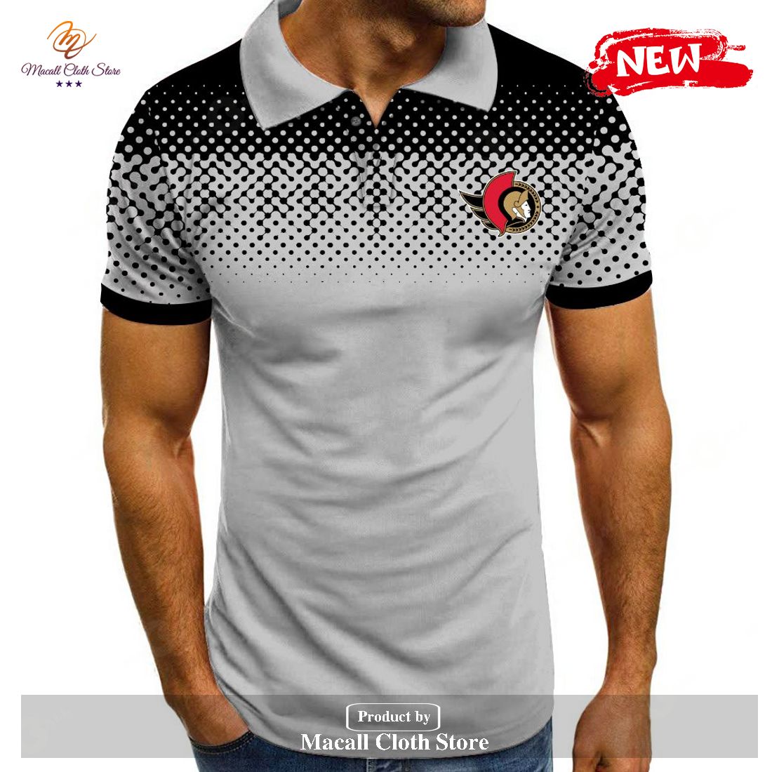NHL Ottawa Senators Special Multi Light Grey Color Polo Shirt NHL Ottawa Senators Special Multi Light Grey Color Polo Shirt