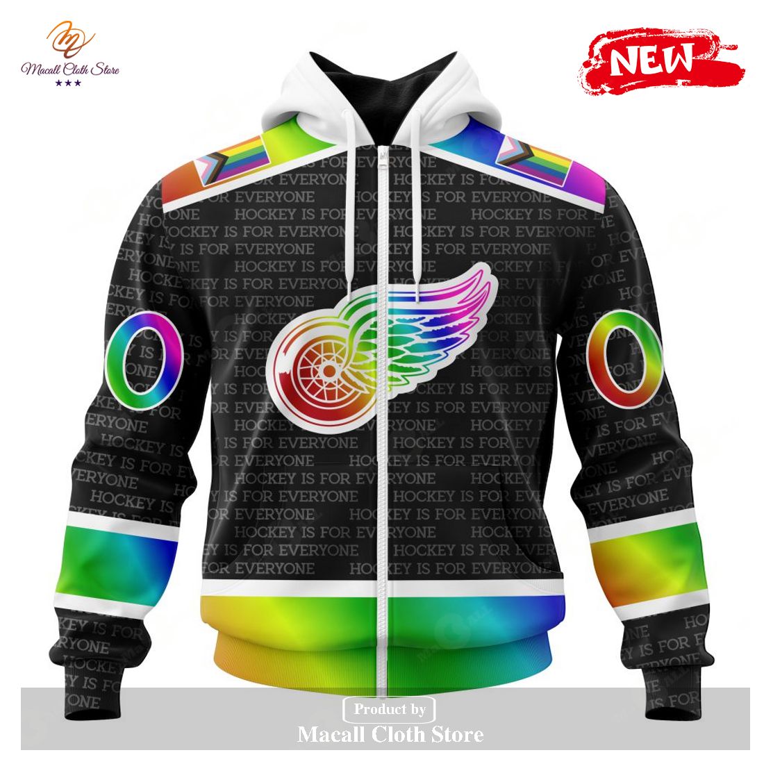 Personalized NHL Detroit Red Wings Special Pride Gradient Color Design Hockey Hoodie Sweatshirt 3D
