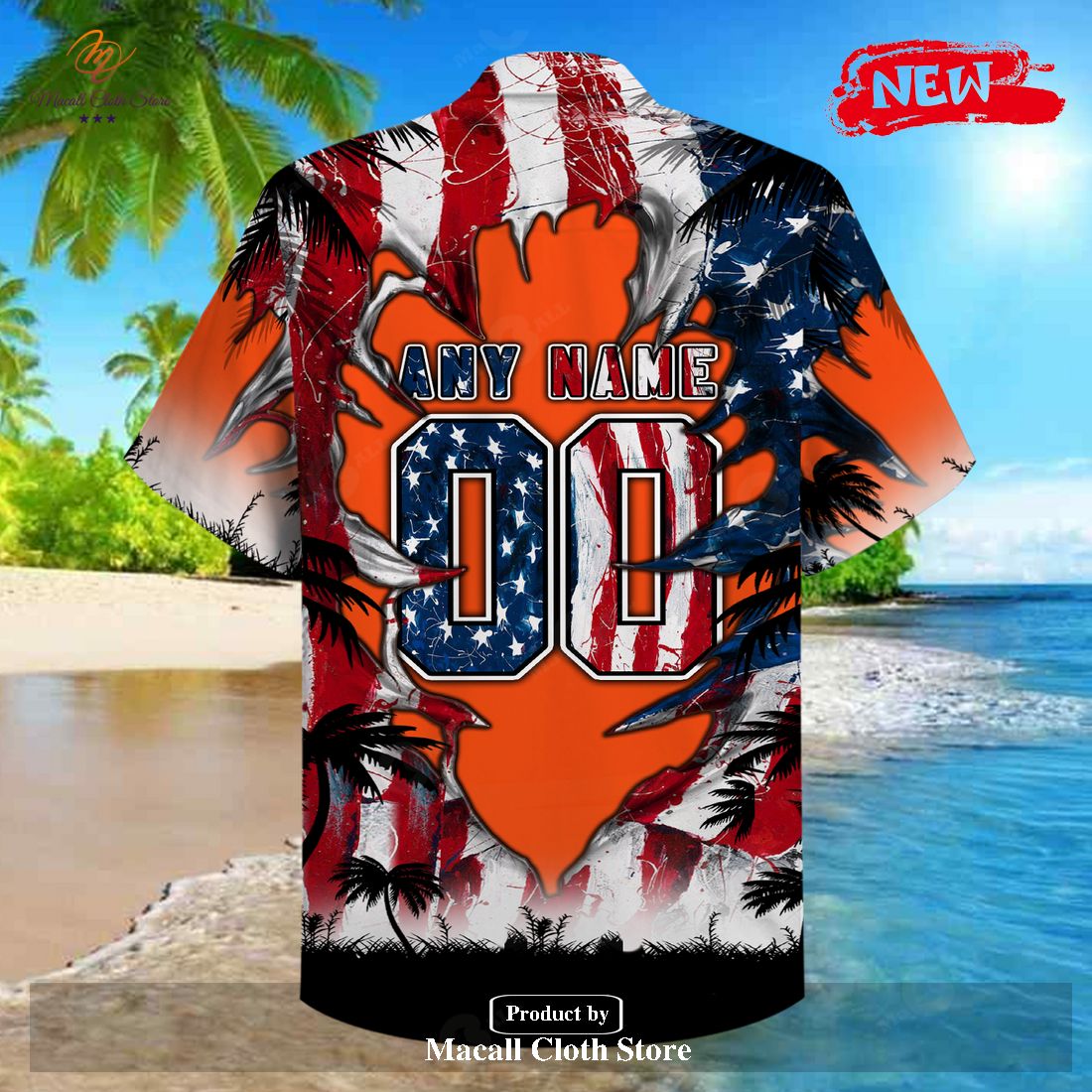 Denver Broncos NFL Custom Name Sunflowers And American Flag Hawaiian Shirt