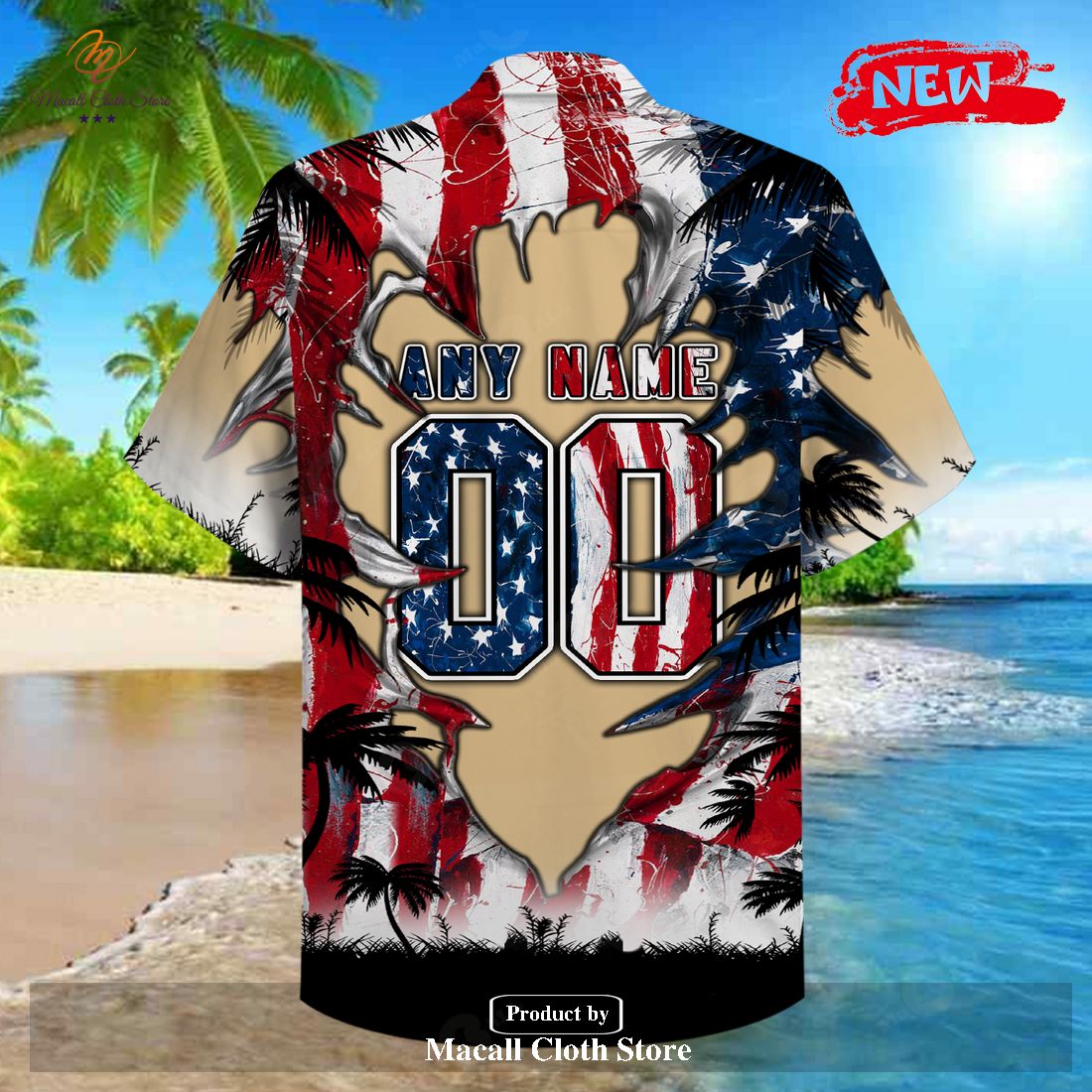 [NEW] Personalized NFL New Orleans Saints US Flag Demon Face Hawaiian Shirt and Short