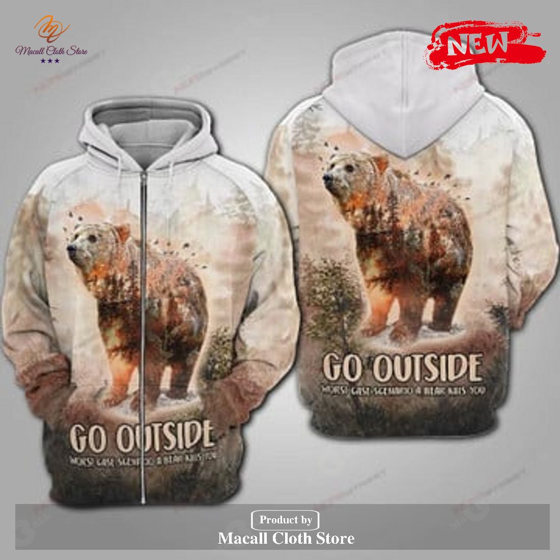 Bear Camping Fire Effect Camping Shirts Collection Hoodie Sweatshirt 3D