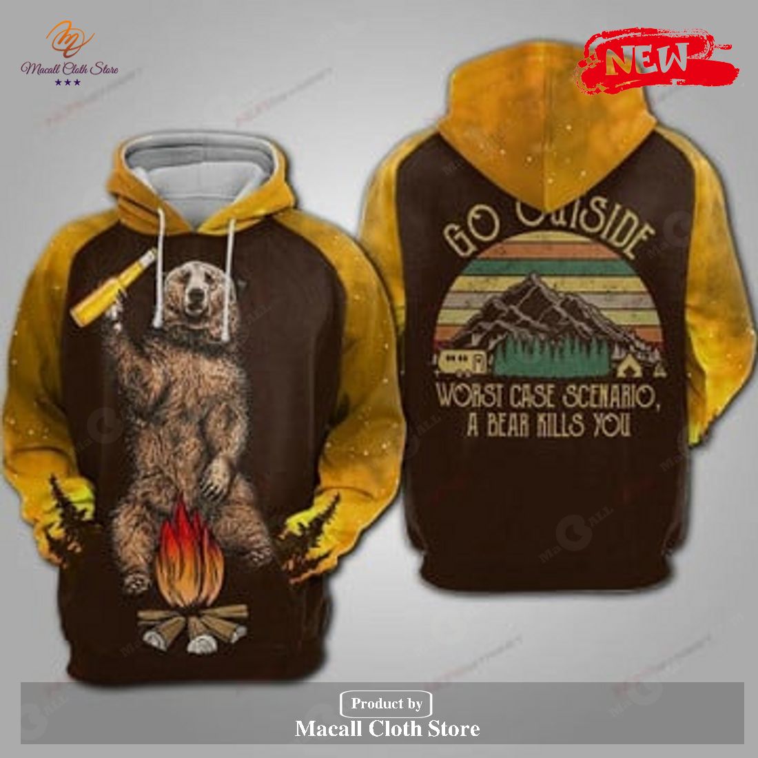 Bear Camping Go Outside Camping Shirts Collection Hoodie Sweatshirt 3D