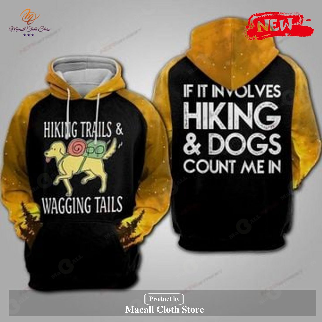 Hiking Dog Trails & Wagging Tails Camping Shirts Collection Hoodie 