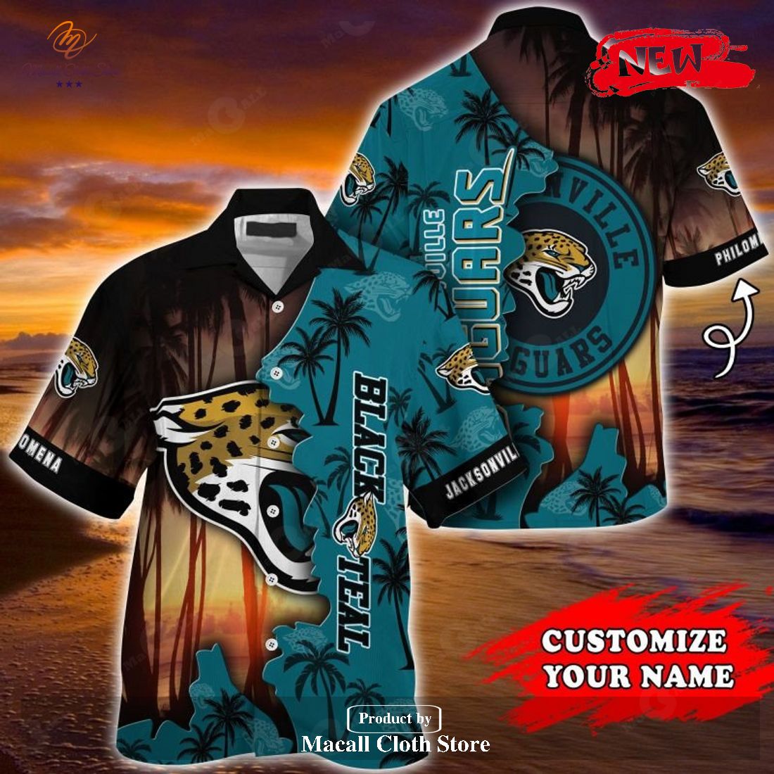 Personalized Jacksonville Jaguars NFL Summer Hawaiian Shirt and Short Personalized Jacksonville Jaguars NFL Summer Hawaiian Shirt and Short