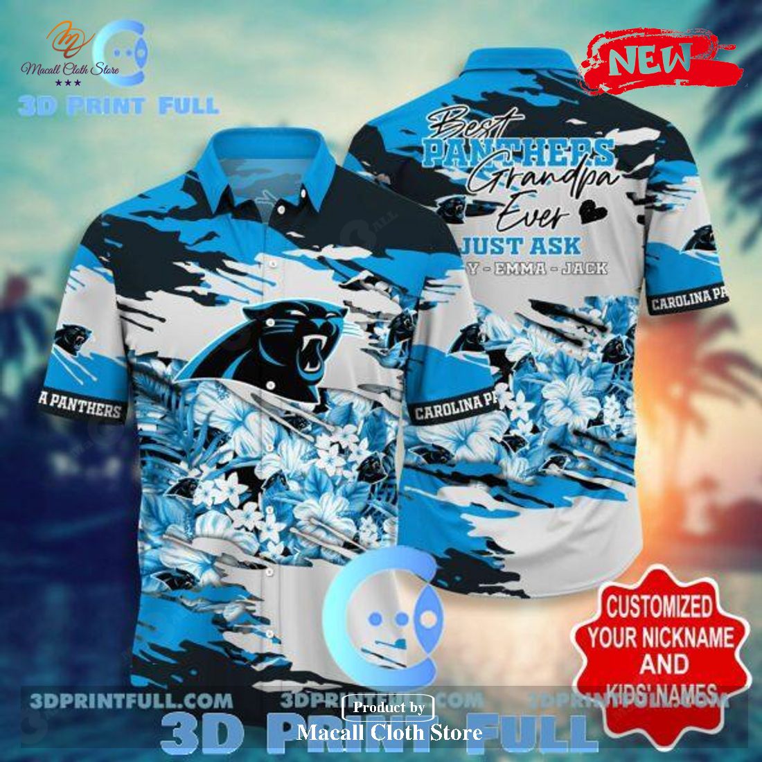 Personalized NFL Carolina Panthers Hot Summer Collection Hawaiian Shirt and Short Personalized NFL Carolina Panthers Hot Summer Collection Hawaiian Shirt and Short