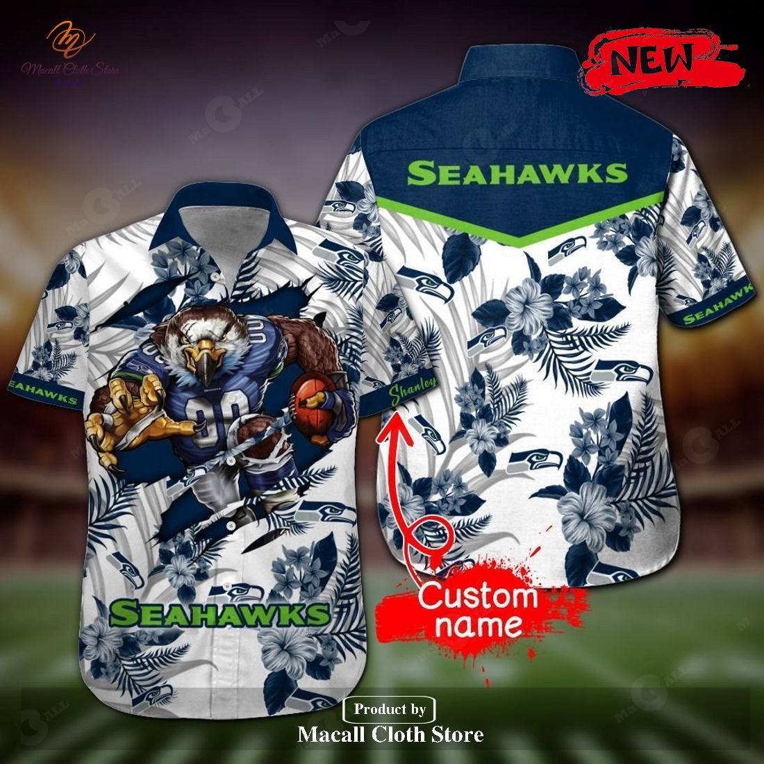 Seattle seahawks Custom Name NFL Hawaiian Shirt And Shorts Gift For Men And  Women Fans - Banantees