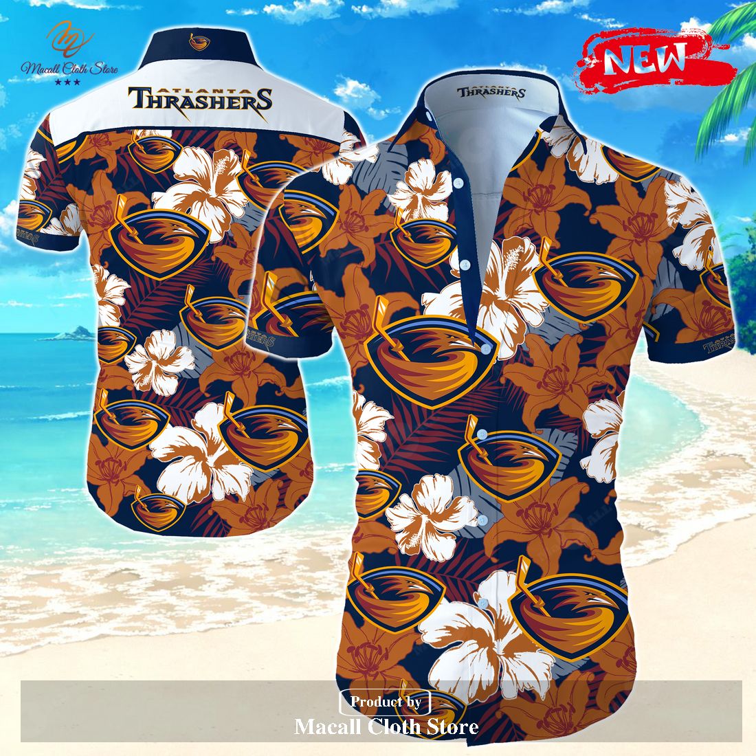 [NEW] Flowering Palm Tree NHL Atlanta Thrashers Hot Summer Hawaiian Shirt and Short