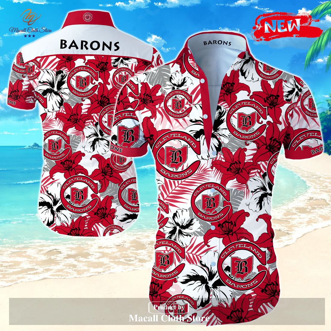 [NEW] Flowering Palm Tree NHL Cleveland Barons Hot Summer Hawaiian ...