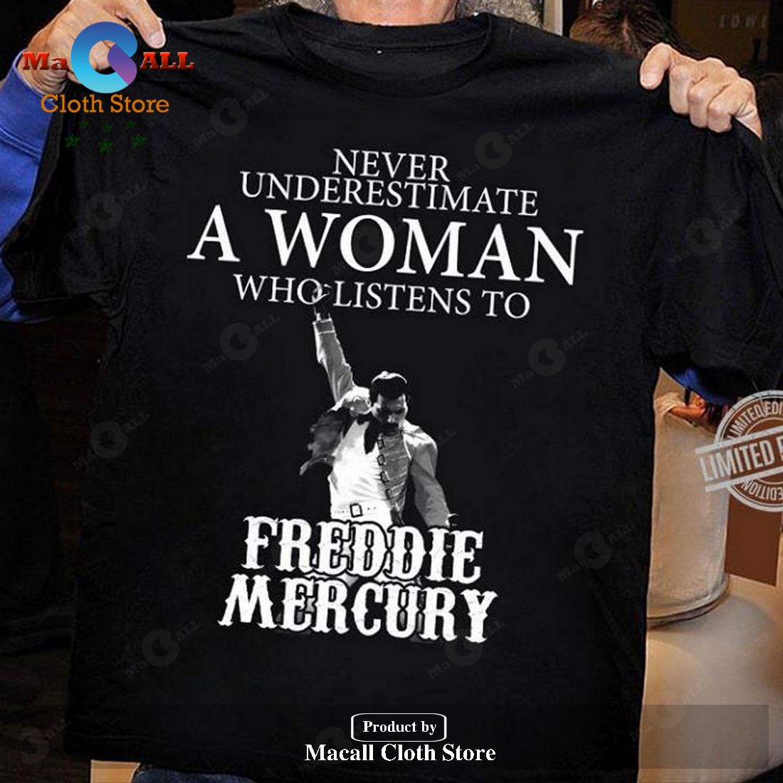 Never underestimate a woman who listens to Freddie Mercury Unisex Classic T-Shirt Hoodie Sweatshirt Never underestimate a woman who listens to Freddie Mercury Unisex Classic T-Shirt Hoodie Sweatshirt