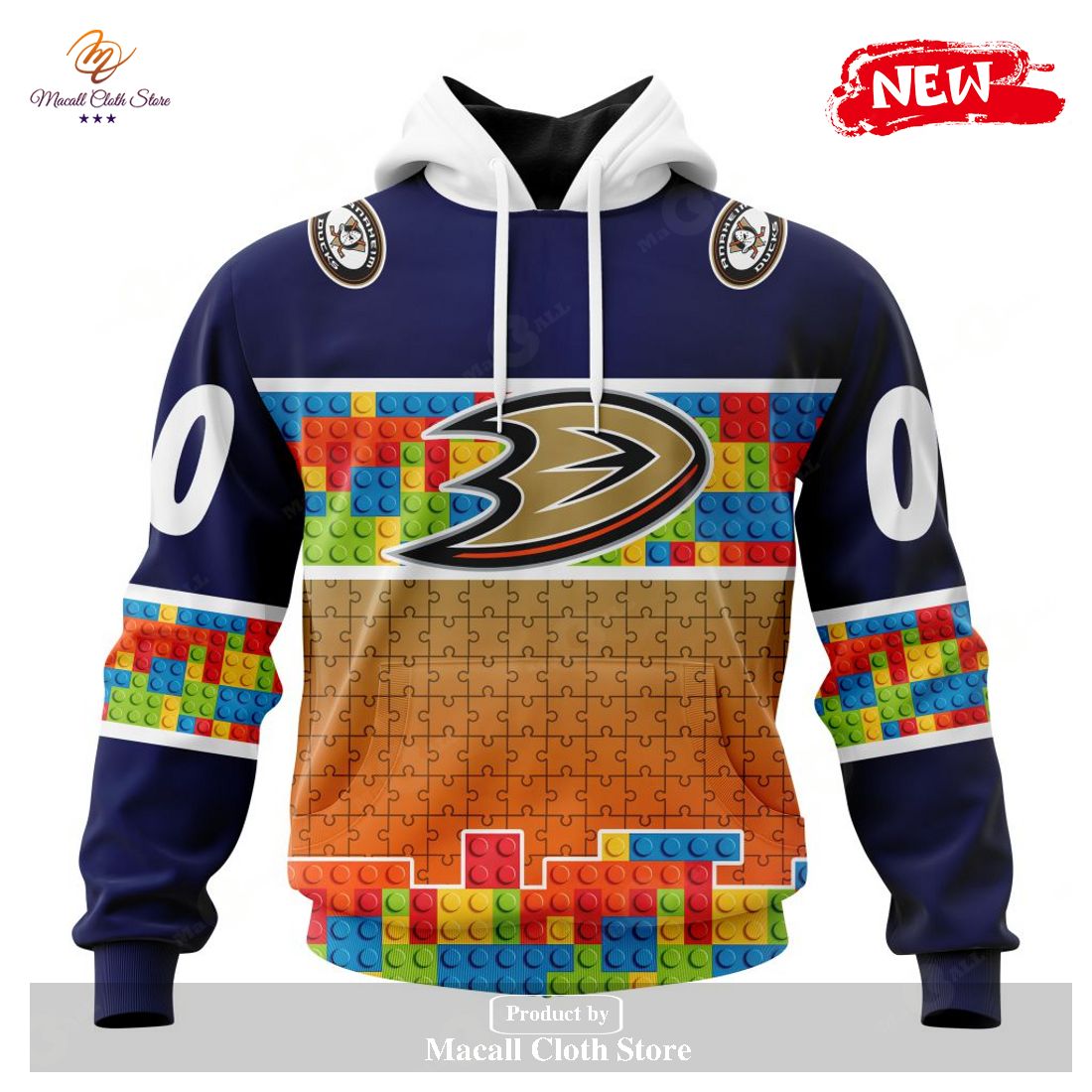 Personalized NHL Anaheim Ducks Special Design Puzzle Game Gradients Full Color Hoodie Sweatshirt 3D