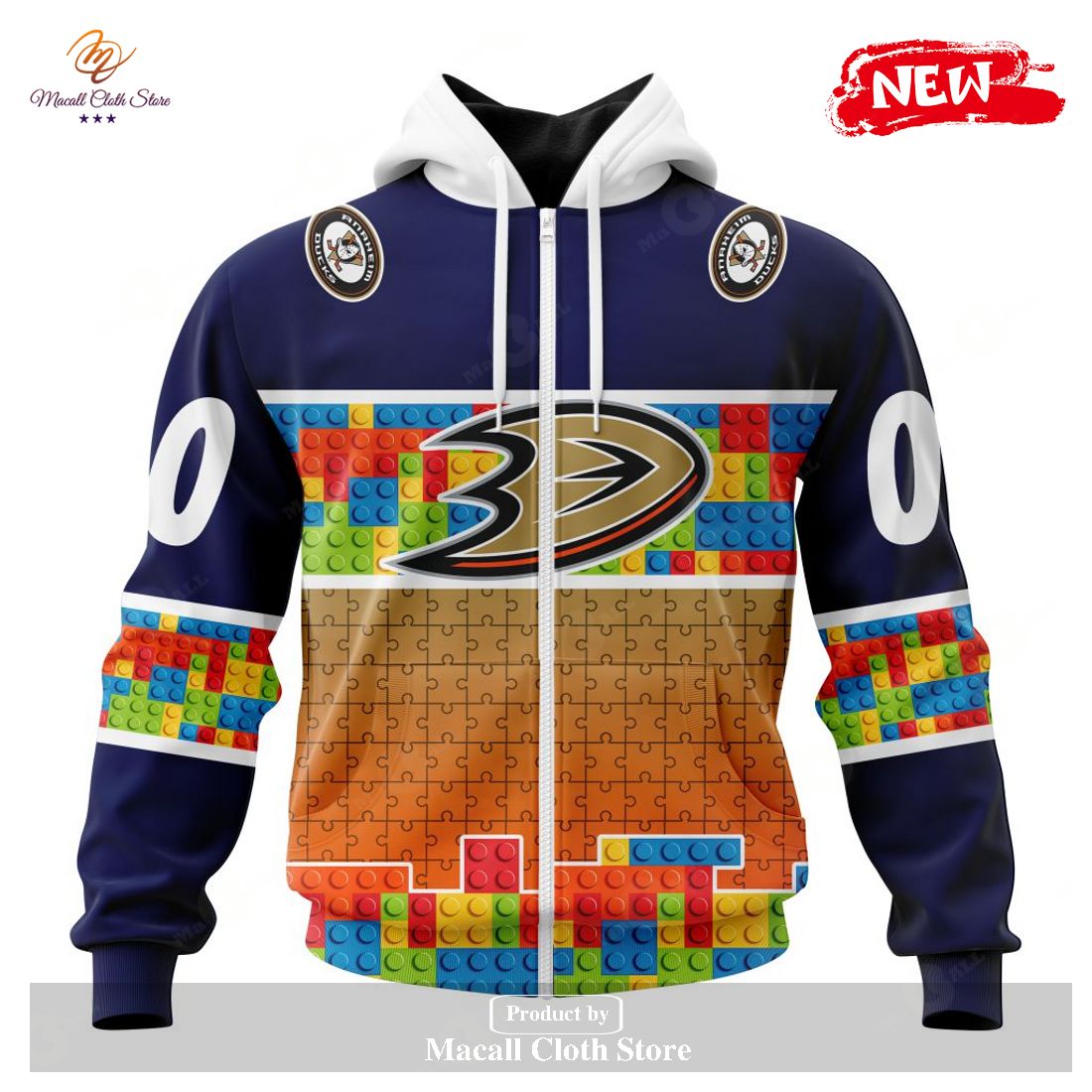 Personalized NHL Anaheim Ducks Special Design Puzzle Game Gradients Full Color Hoodie Sweatshirt 3D