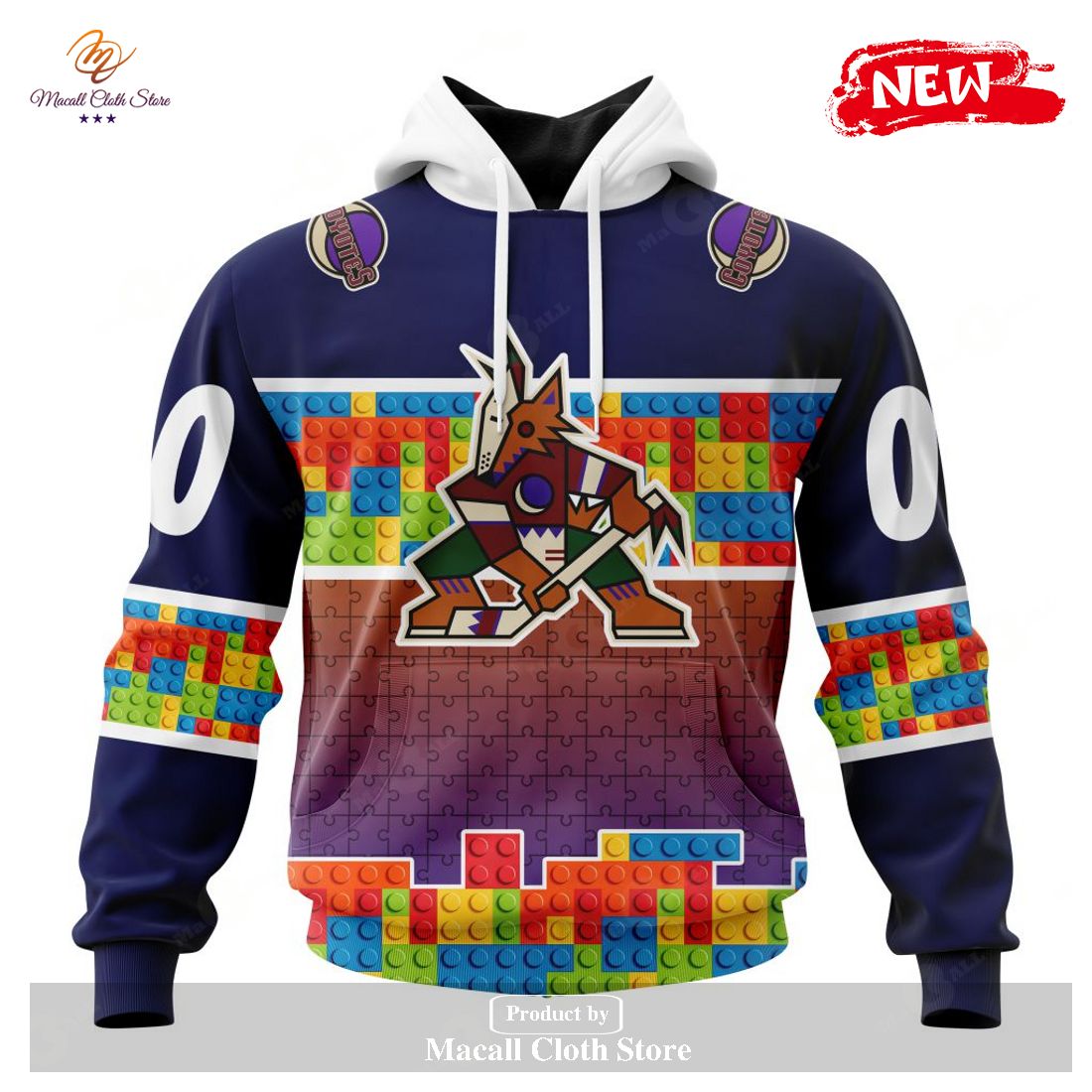 Personalized NHL Arizona Coyotes Special Design Puzzle Game Gradients Full Color Hoodie Sweatshirt 3D