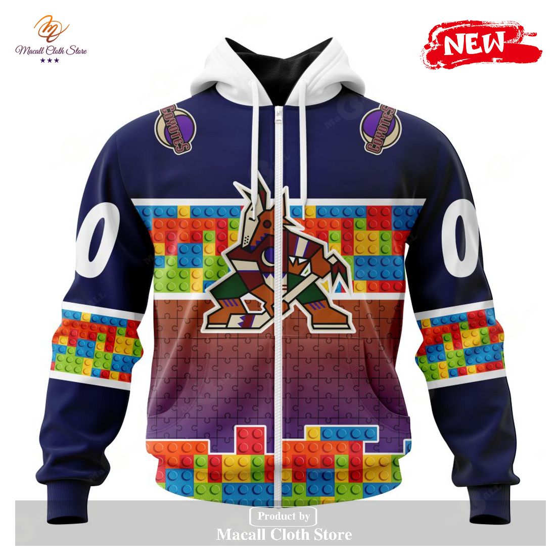 Personalized NHL Arizona Coyotes Special Design Puzzle Game Gradients Full Color Hoodie Sweatshirt 3D