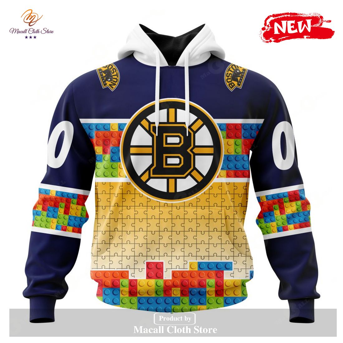 Personalized NHL Boston Bruins Special Design Puzzle Game Gradients Full Color Hoodie Sweatshirt 3D