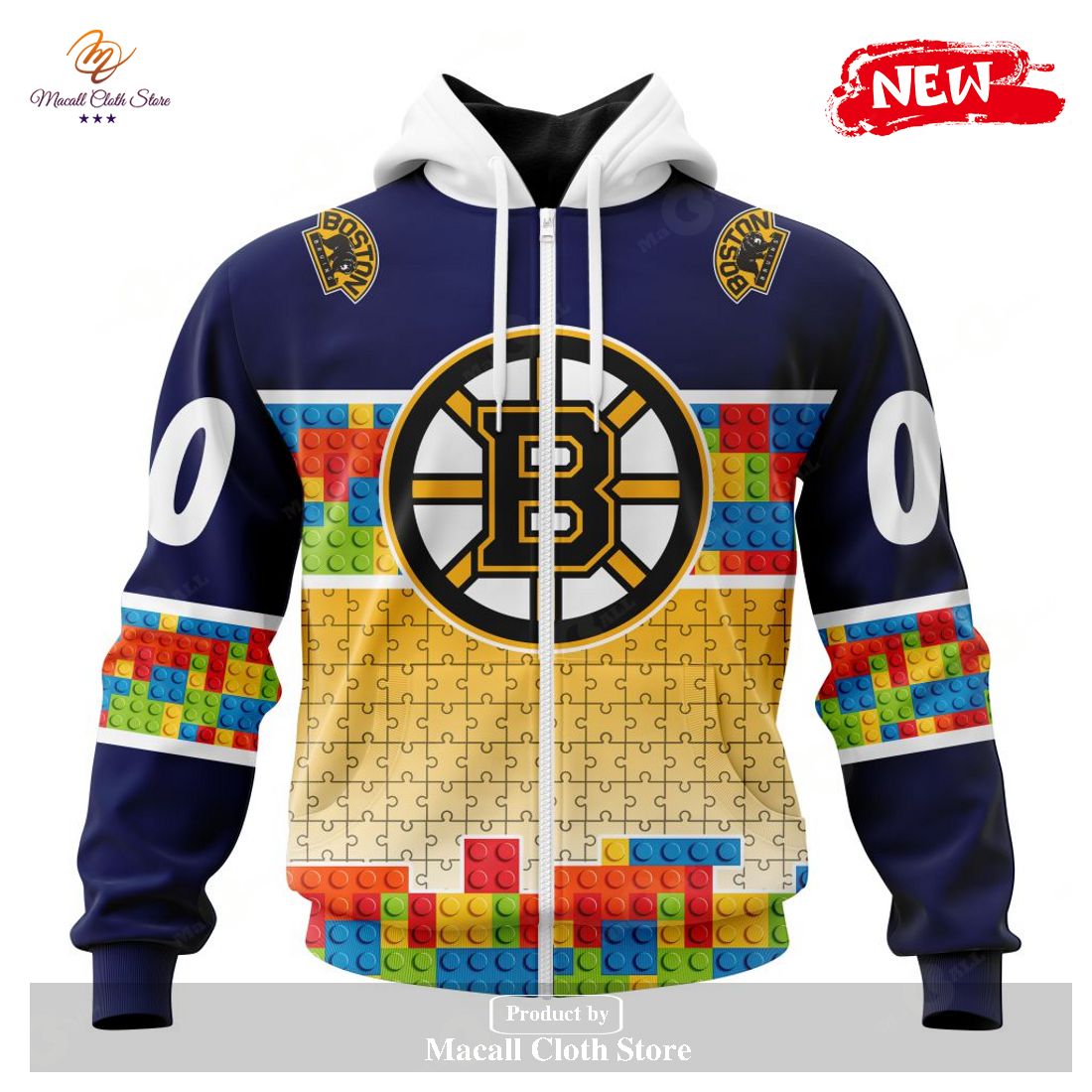Personalized NHL Boston Bruins Special Design Puzzle Game Gradients Full Color Hoodie Sweatshirt 3D