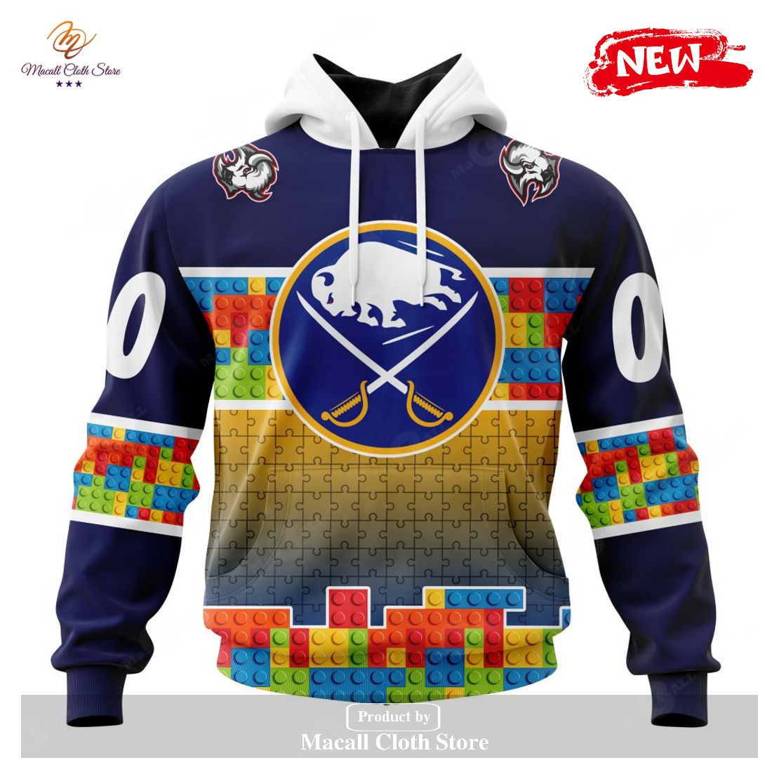 Personalized NHL Buffalo Sabres Special Design Puzzle Game Gradients Full Color Hoodie Sweatshirt 3D