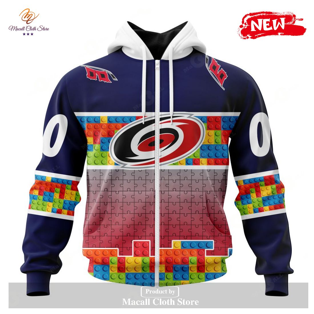 Personalized NHL Carolina Hurricanes Special Design Puzzle Game Gradients Full Color Hoodie Sweatshirt 3D