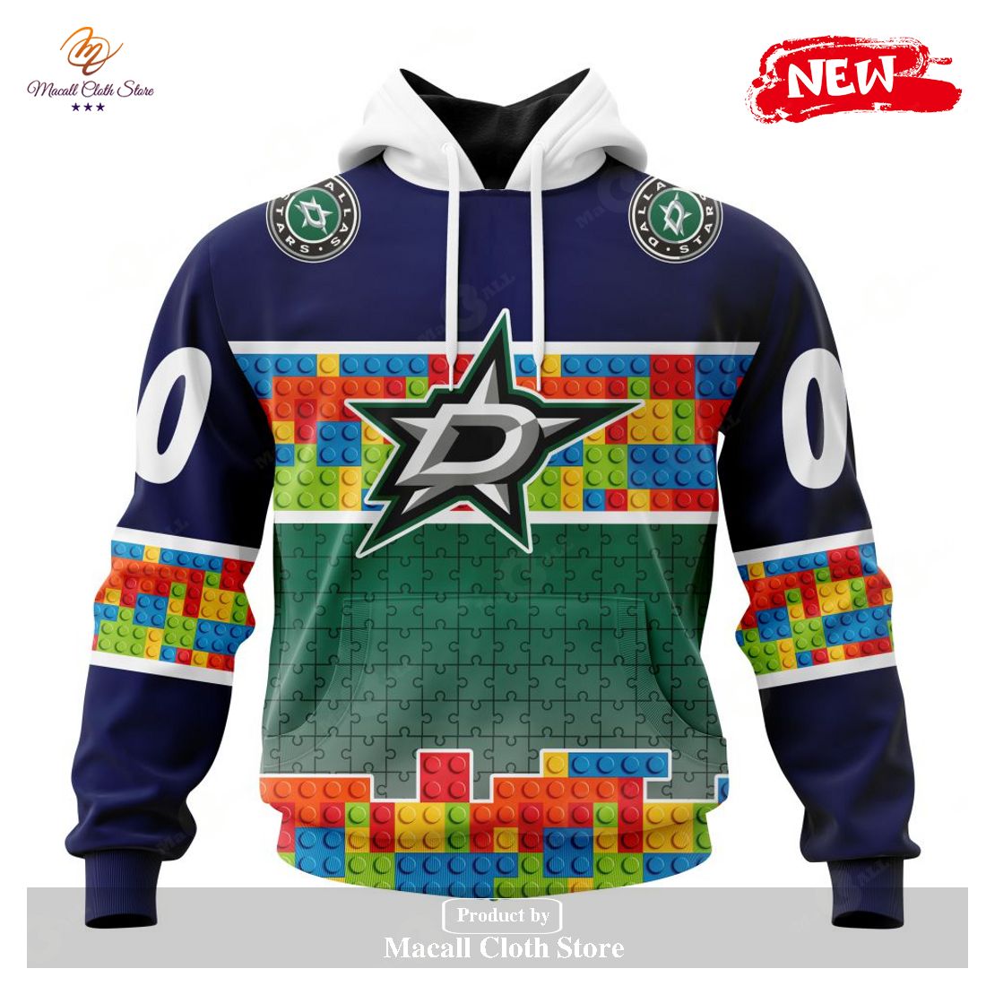 Personalized NHL Dallas Stars Special Design Puzzle Game Gradients Full Color Hoodie Sweatshirt 3D