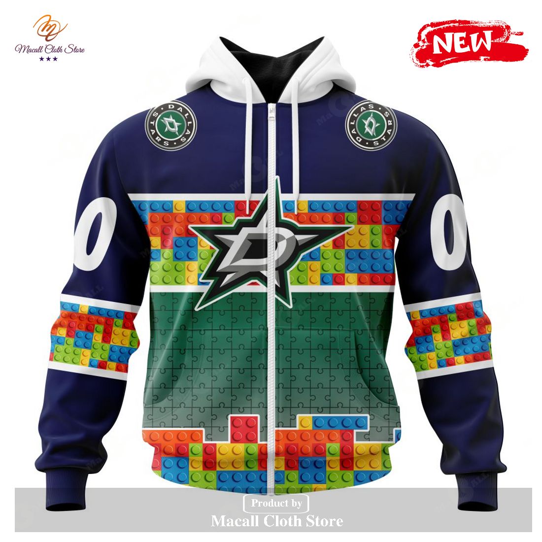 Personalized NHL Dallas Stars Special Design Puzzle Game Gradients Full Color Hoodie Sweatshirt 3D