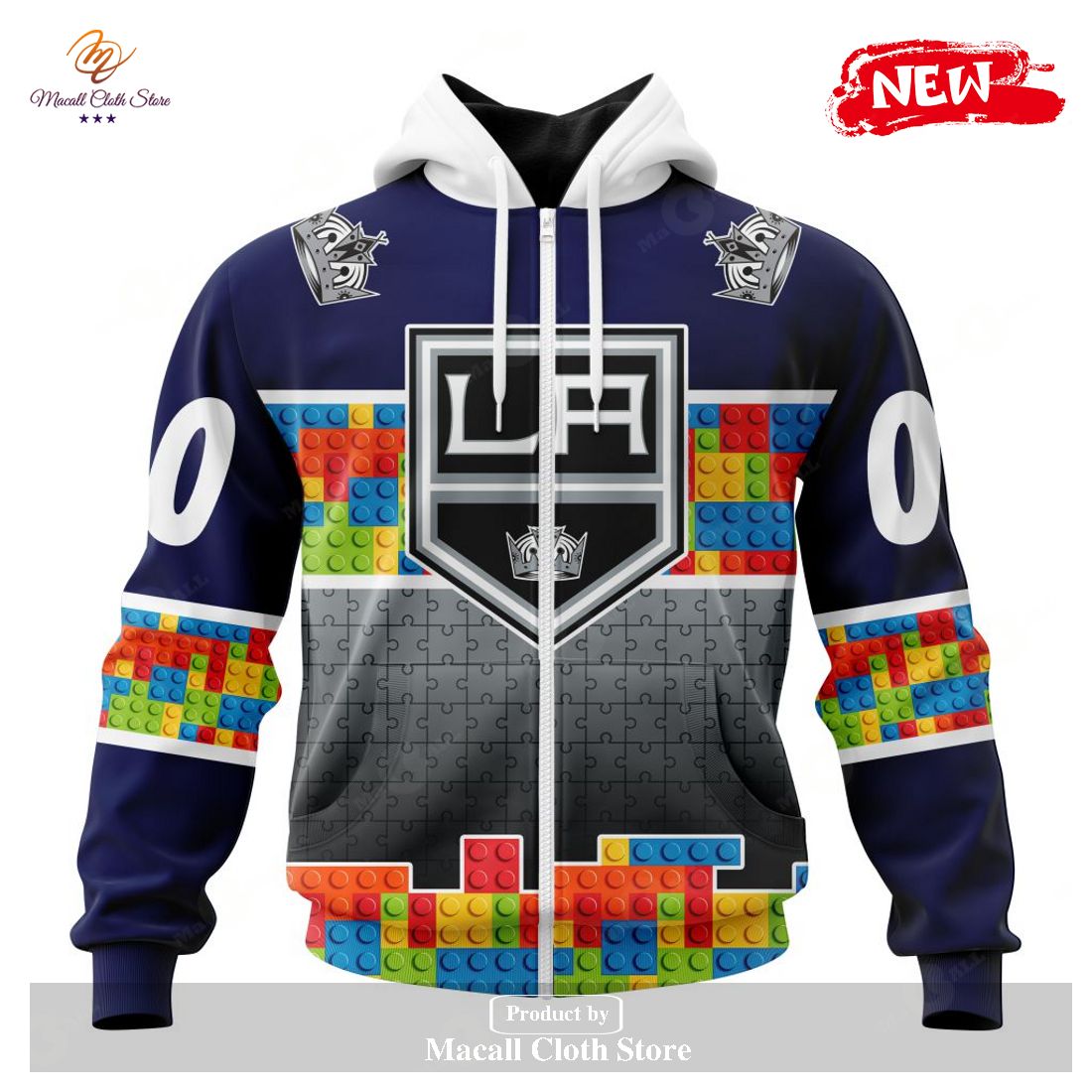 Personalized NHL Los Angeles Kings Special Design Puzzle Game Gradients Full Color Hoodie Sweatshirt 3D