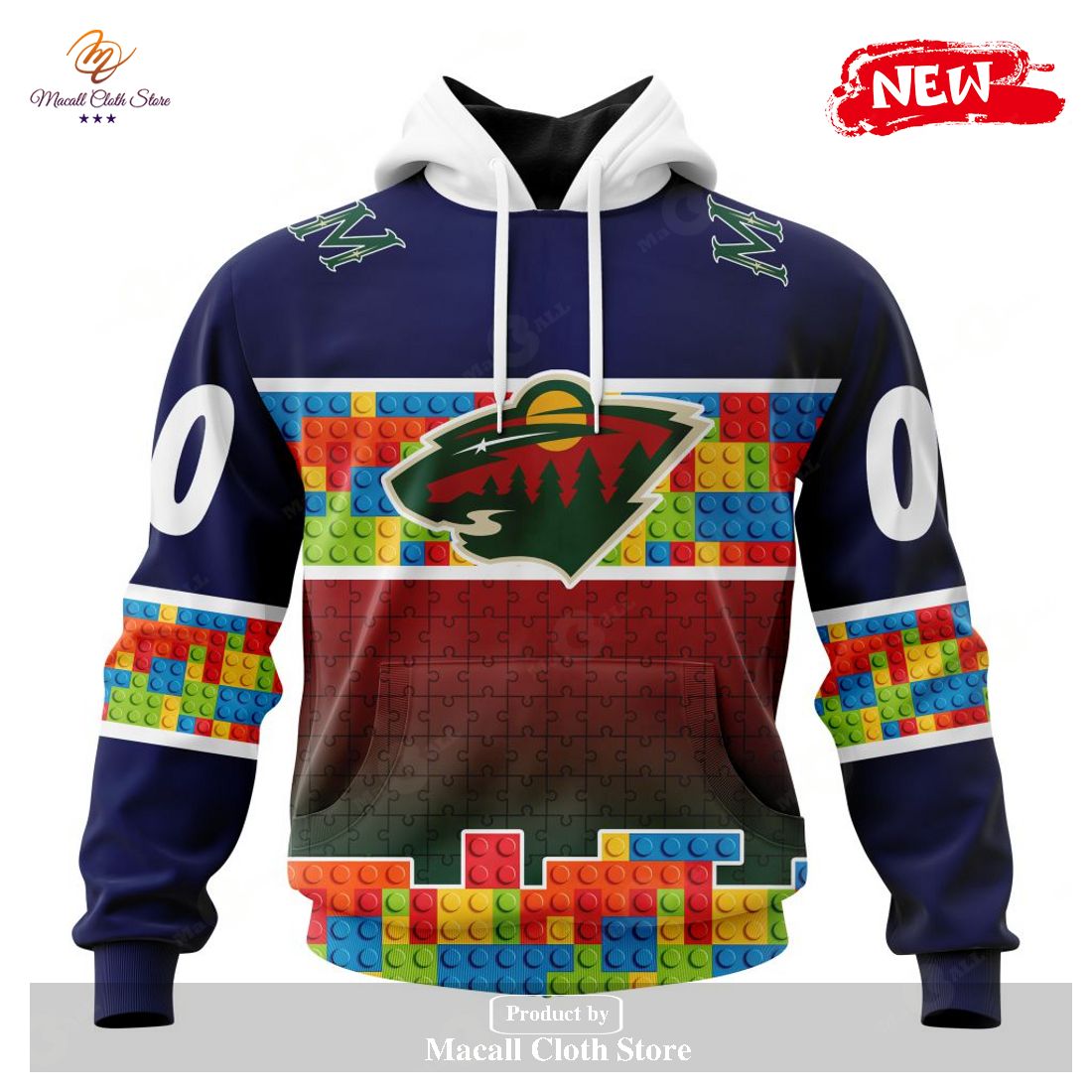 Personalized NHL Minnesota Wild Special Design Puzzle Game Gradients Full Color Hoodie Sweatshirt 3D