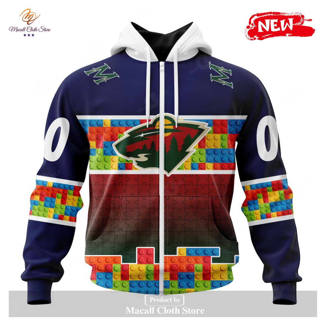 Personalized NHL Minnesota Wild Special Design Puzzle Game Gradients Full Color Hoodie Sweatshirt 3D