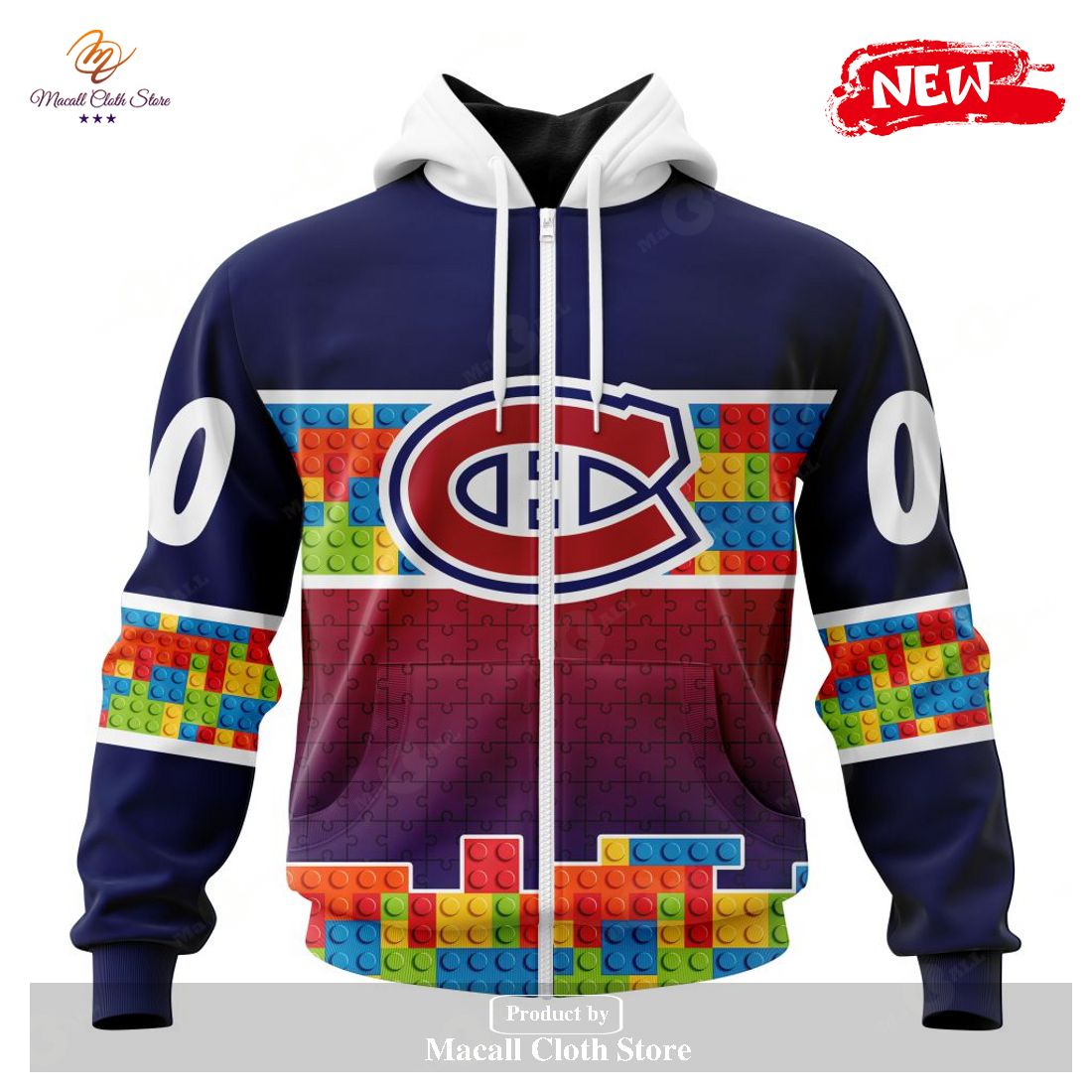 Personalized NHL Montreal Canadiens Special Design Puzzle Game Gradients Full Color Hoodie Sweatshirt 3D