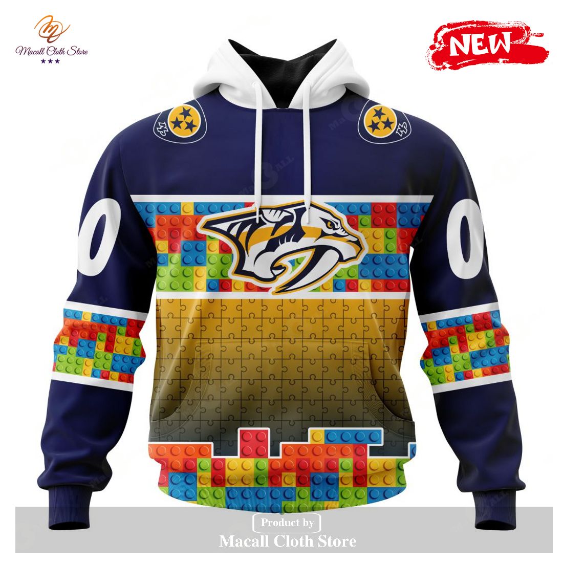 Personalized NHL Nashville Predators Special Design Puzzle Game Gradients Full Color Hoodie Sweatshirt 3D