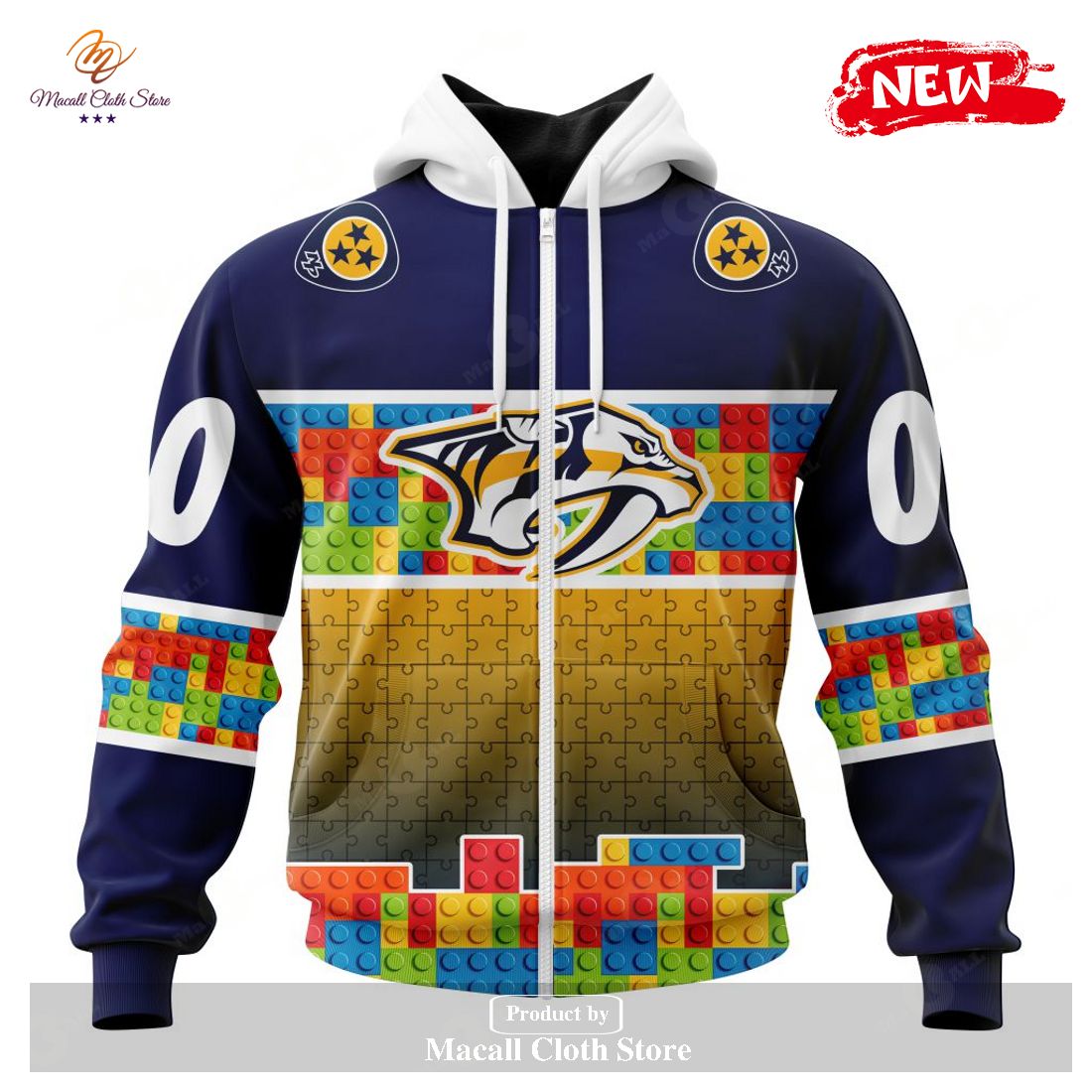 Personalized NHL Nashville Predators Special Design Puzzle Game Gradients Full Color Hoodie Sweatshirt 3D