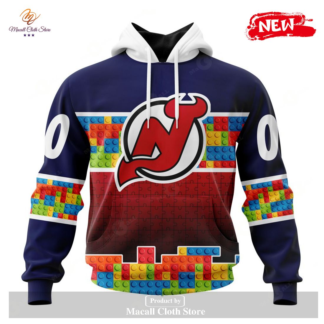 Personalized NHL New Jersey Devils Special Design Puzzle Game Gradients Full Color Hoodie Sweatshirt 3D