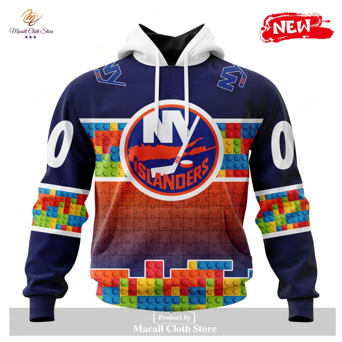 Personalized NHL New York Islanders Special Design Puzzle Game Gradients Full Color Hoodie Sweatshirt 3D