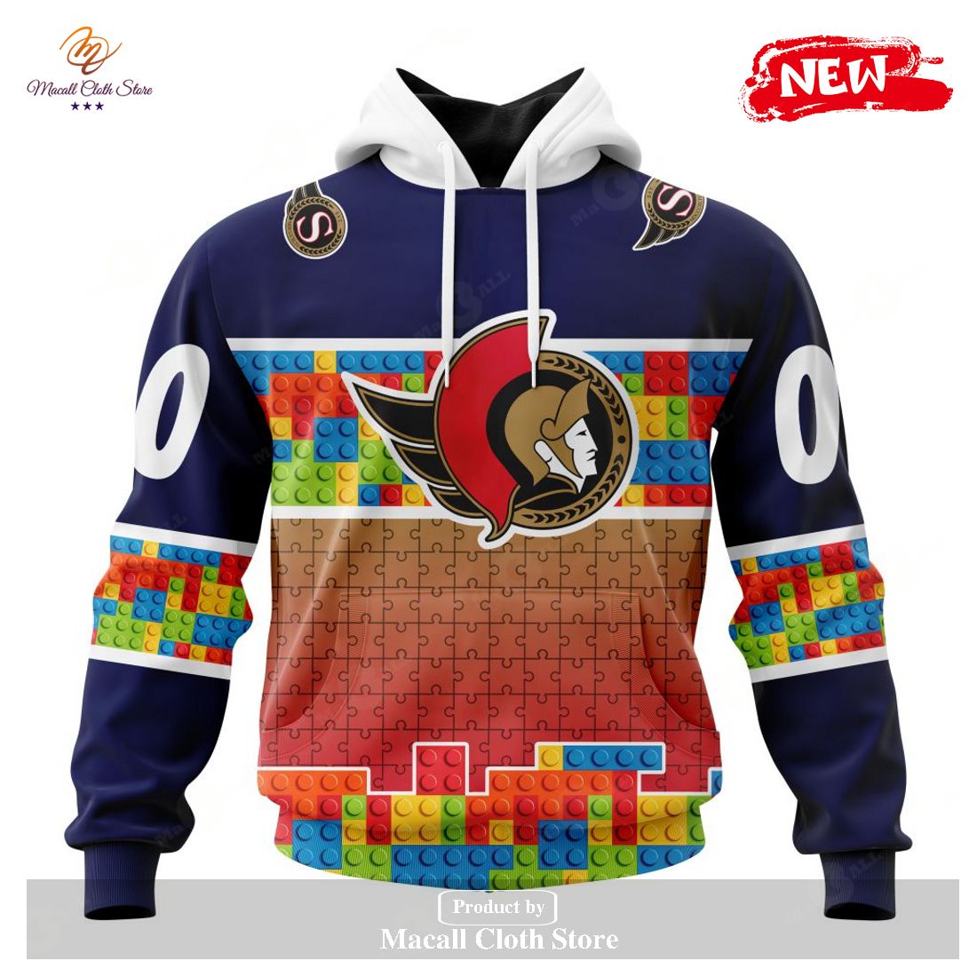 Personalized NHL Ottawa Senators Special Design Puzzle Game Gradients Full Color Hoodie Sweatshirt 3D