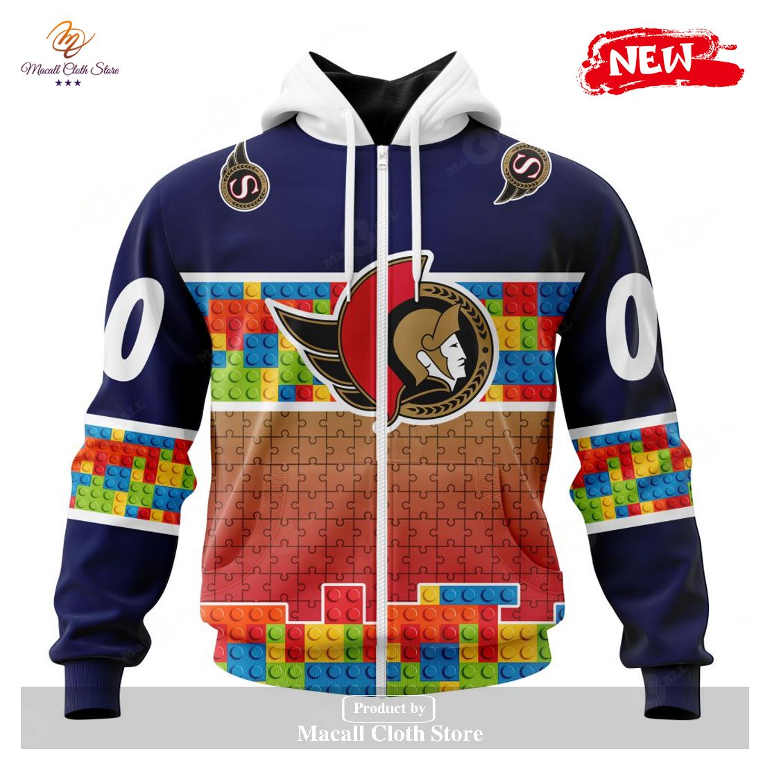 Personalized NHL Ottawa Senators Special Design Puzzle Game Gradients Full Color Hoodie Sweatshirt 3D