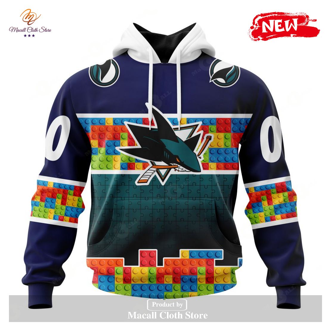 Personalized NHL San Jose Sharks Special Design Puzzle Game Gradients Full Color Hoodie Sweatshirt 3D