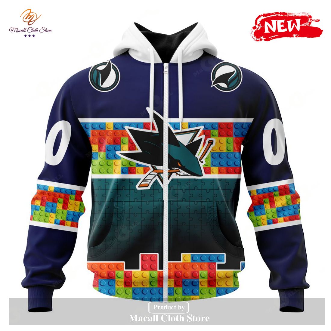 Personalized NHL San Jose Sharks Special Design Puzzle Game Gradients Full Color Hoodie Sweatshirt 3D