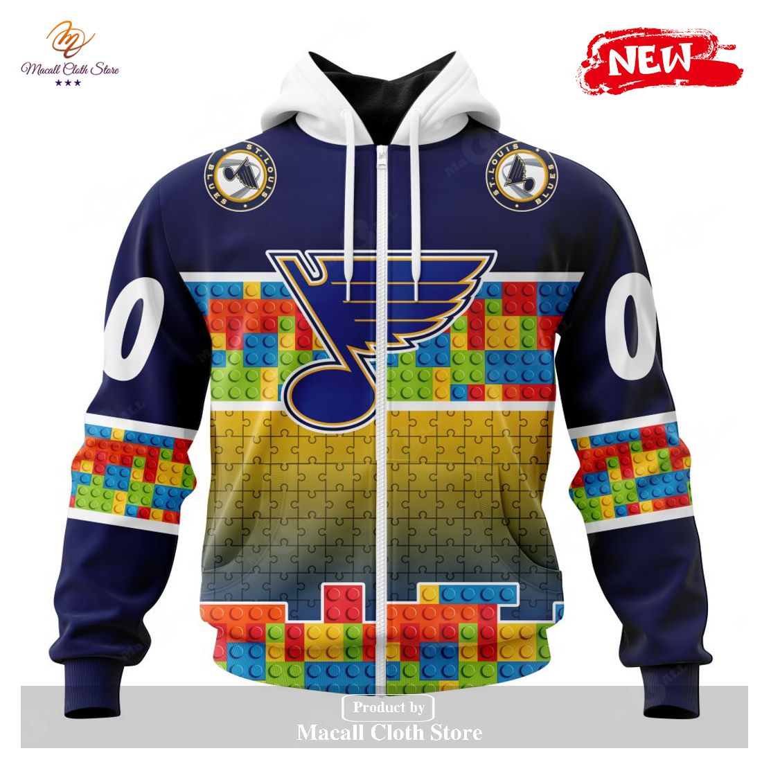 Personalized NHL St. Louis Blues Special Design Puzzle Game Gradients Full Color Hoodie Sweatshirt 3D