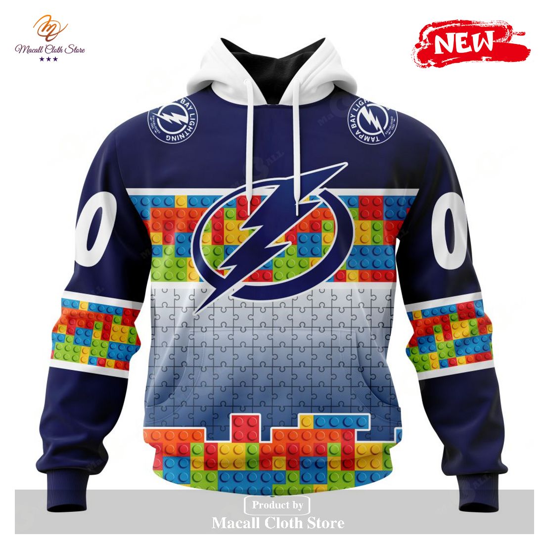 Personalized NHL Tampa Bay Lightning Special Design Puzzle Game Gradients Full Color Hoodie Sweatshirt 3D