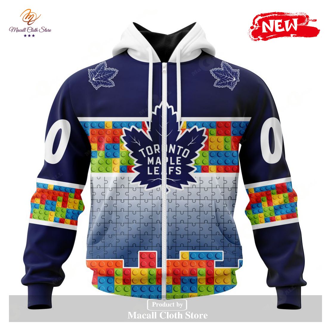 Personalized NHL Toronto Maple Leafs Special Design Puzzle Game Gradients Full Color Hoodie Sweatshirt 3D