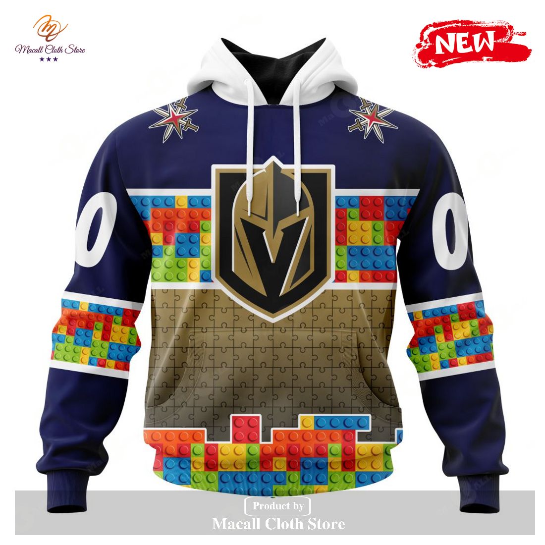 Personalized NHL Vegas Golden Knights Special Design Puzzle Game Gradients Full Color Hoodie Sweatshirt 3D