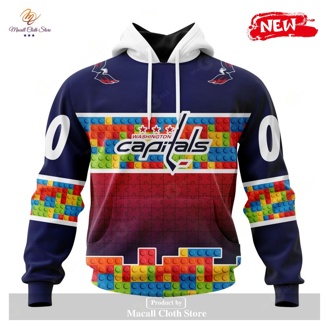 Personalized NHL Washington Capitals Special Design Puzzle Game Gradients Full Color Hoodie Sweatshirt 3D
