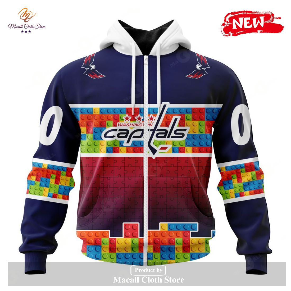 Personalized NHL Washington Capitals Special Design Puzzle Game Gradients Full Color Hoodie Sweatshirt 3D