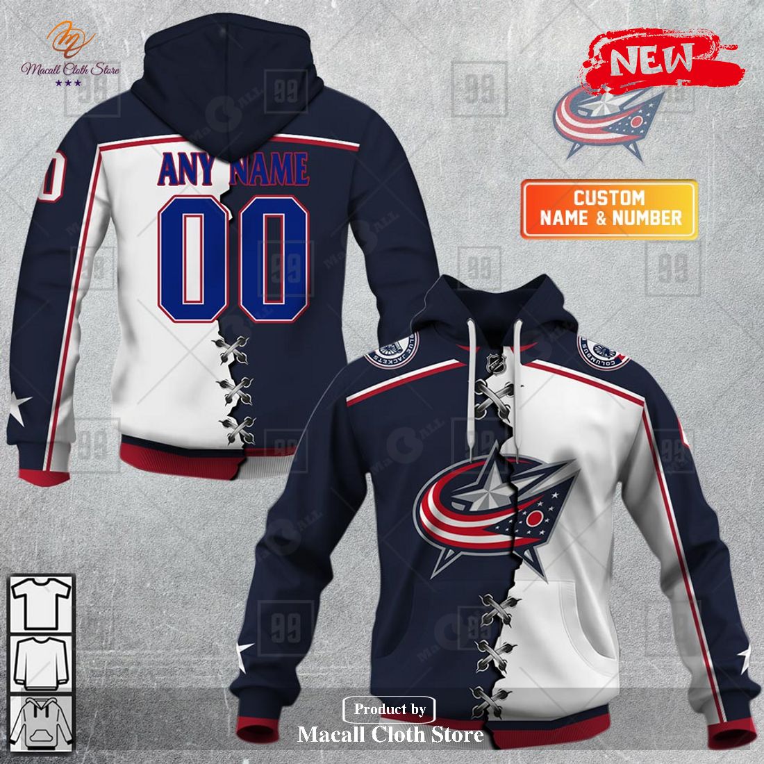 Personalized NHL Columbus Blue Jackets Mix Color Jersey 2023 Hoodie Sweatshirt 3D