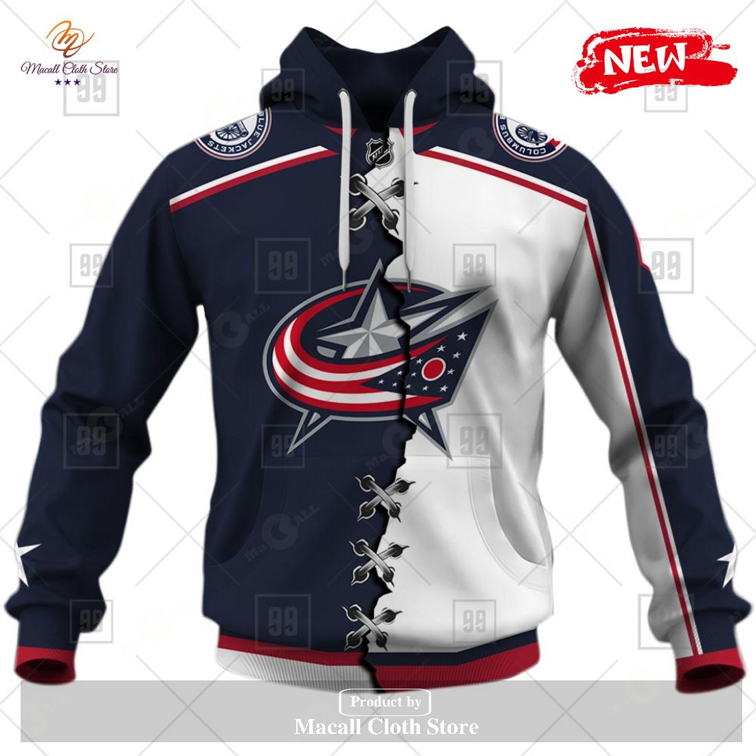 Personalized NHL Columbus Blue Jackets Mix Color Jersey 2023 Hoodie Sweatshirt 3D