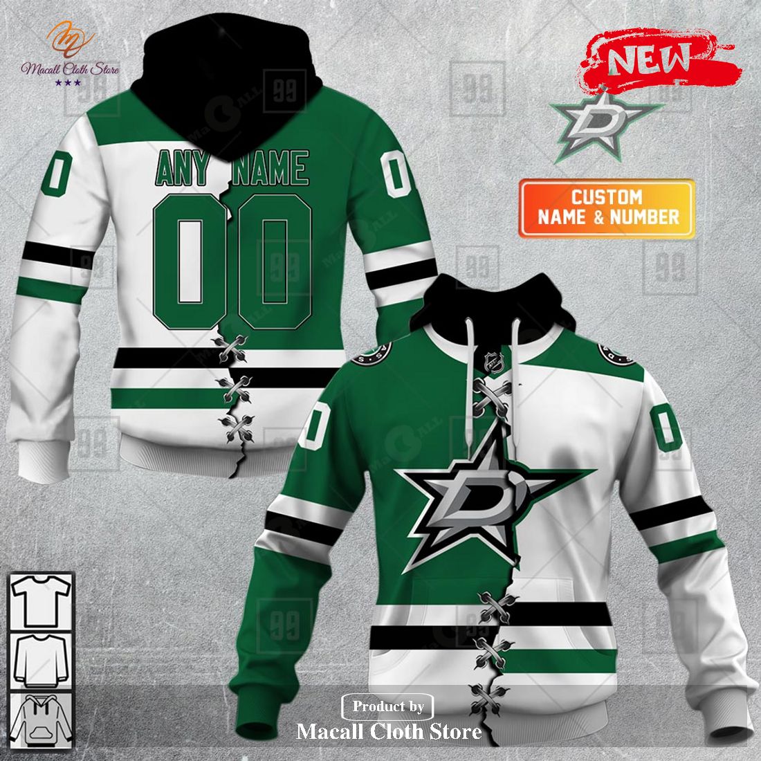 Personalized NHL Dallas Stars Mix Color Jersey 2023 Hoodie Sweatshirt 3D