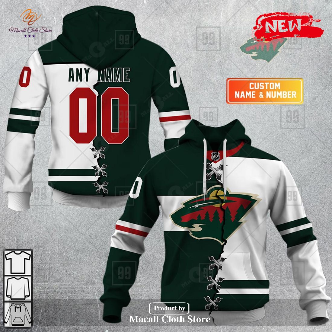 Personalized NHL Minnesota Wild Mix Color Jersey 2023 Hoodie Sweatshirt 3D