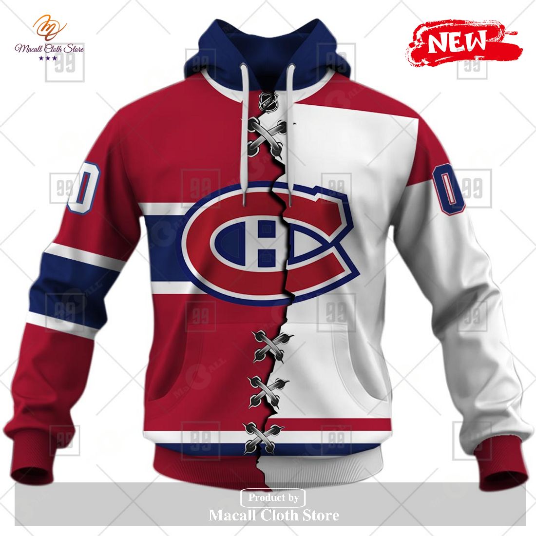 Personalized NHL Montreal Canadiens Mix Color Jersey 2023 Hoodie Sweatshirt 3D