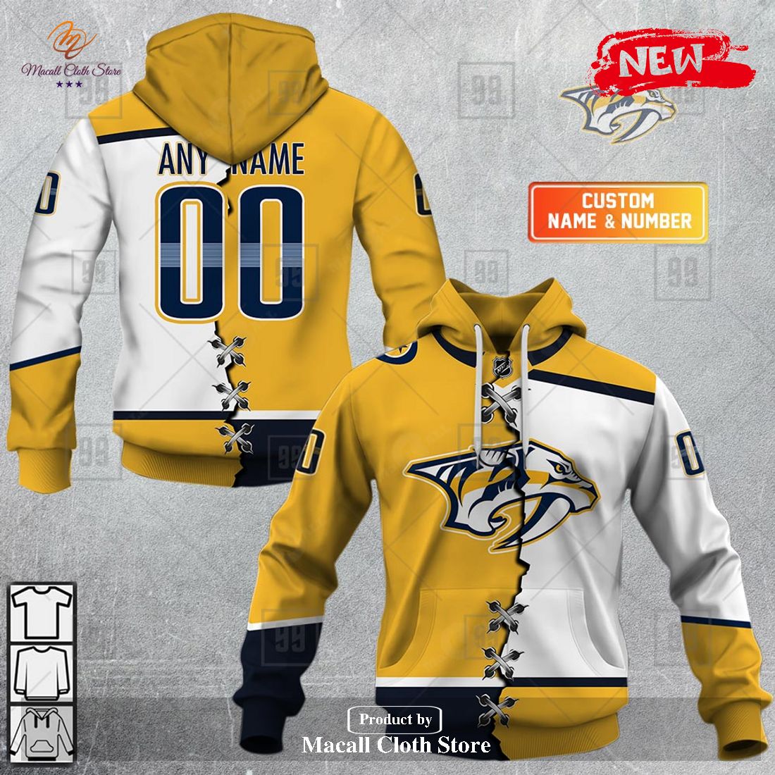 Personalized NHL Nashville Predators Mix Color Jersey 2023 Hoodie Sweatshirt 3D