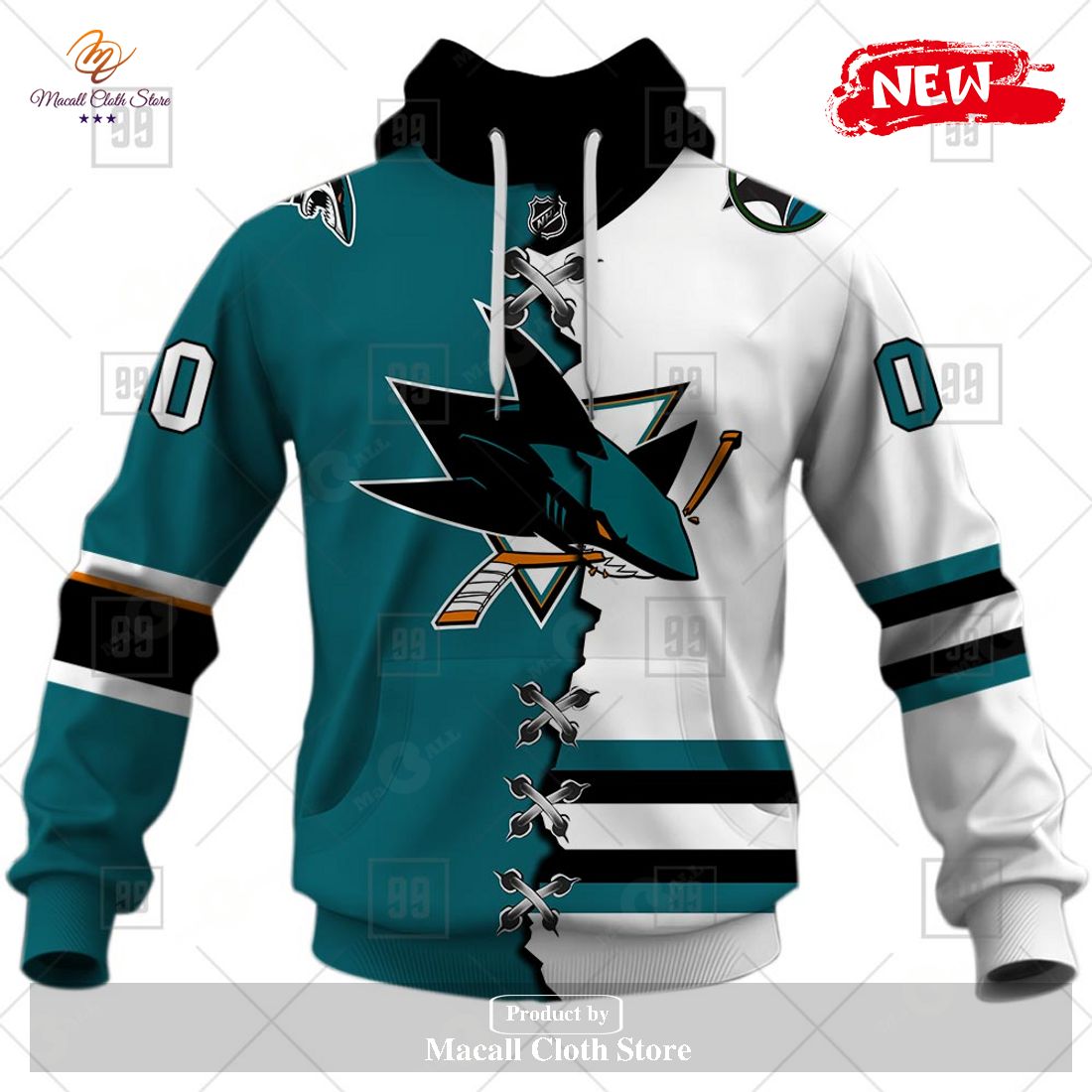 Personalized NHL San Jose Sharks Mix Color Jersey 2023 Hoodie Sweatshirt 3D
